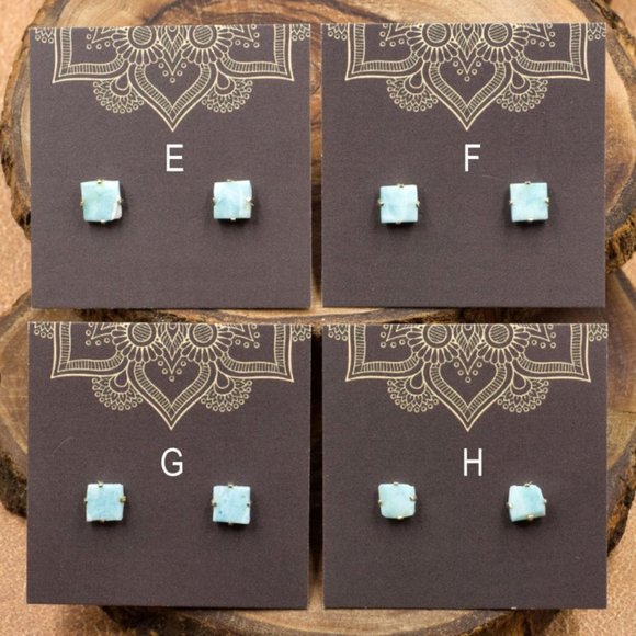 Larimar and Sterling Silver Crystal Stud Earrings - Choose the pair you want - Picture 3 of 4